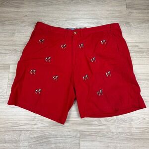 Pennington & Bailes Mens UGA Georgia Bulldogs Embroidered Chino Shorts Red Sz 44